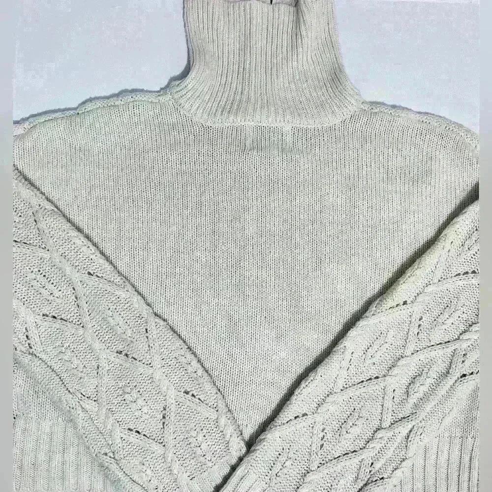 Pink Rose Women’s Size Medium Cream Cropped Full Zipper Sweater, Knit
